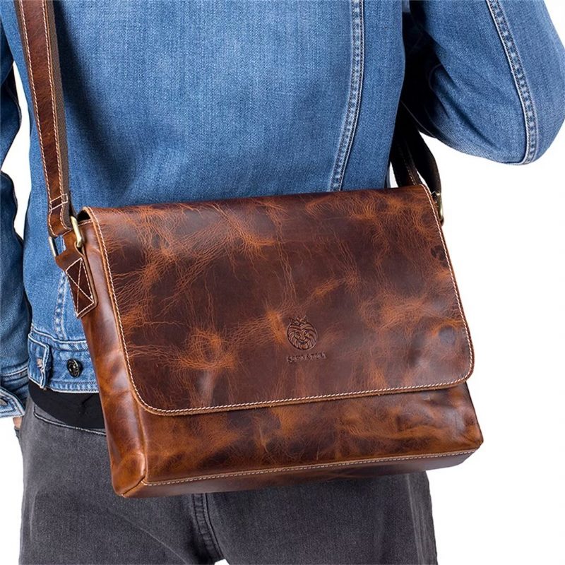 Axelväskor För Män Aristocrat Urban Leather Portfolio - Brun