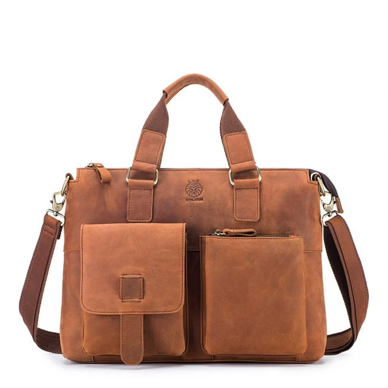 Axelväskor För Män Distinguished Square Leather Holdall - Svart