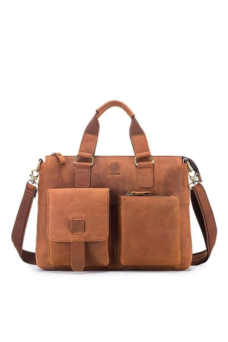 Axelväskor För Män Distinguished Square Leather Holdall - Svart