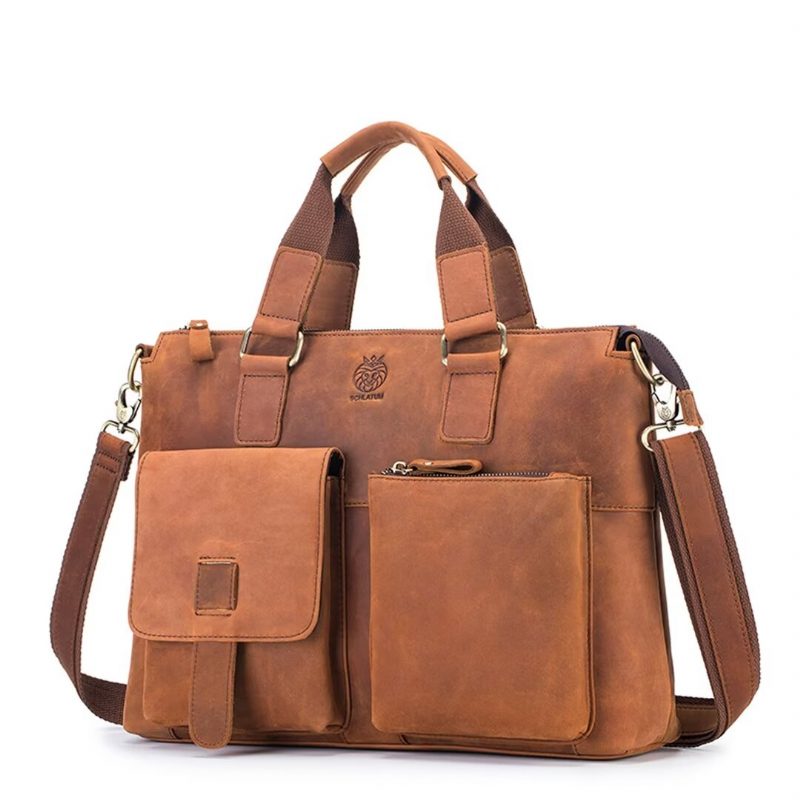 Axelväskor För Män Distinguished Square Leather Holdall - Svart