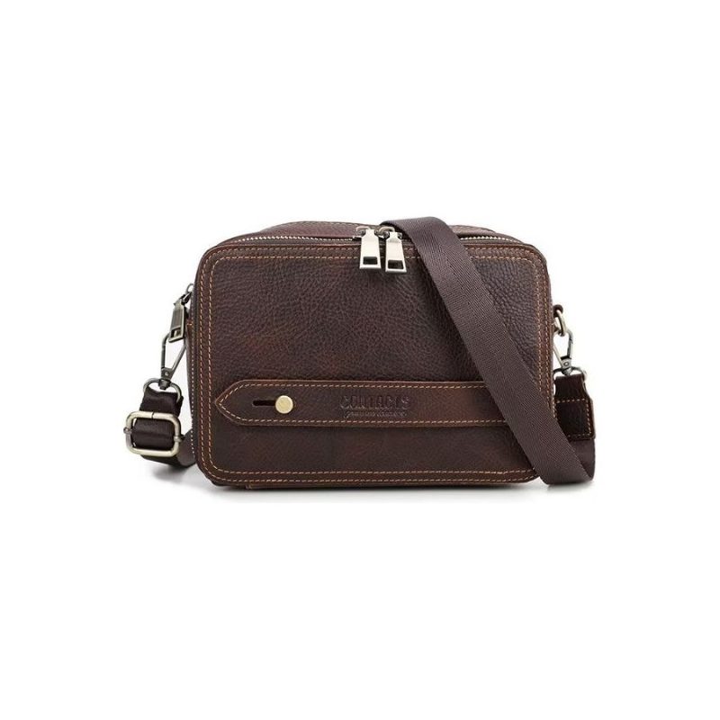 Axelväskor För Män Elegant Crazy Horse Läder Klassisk Crossbody-väska - Kaffe