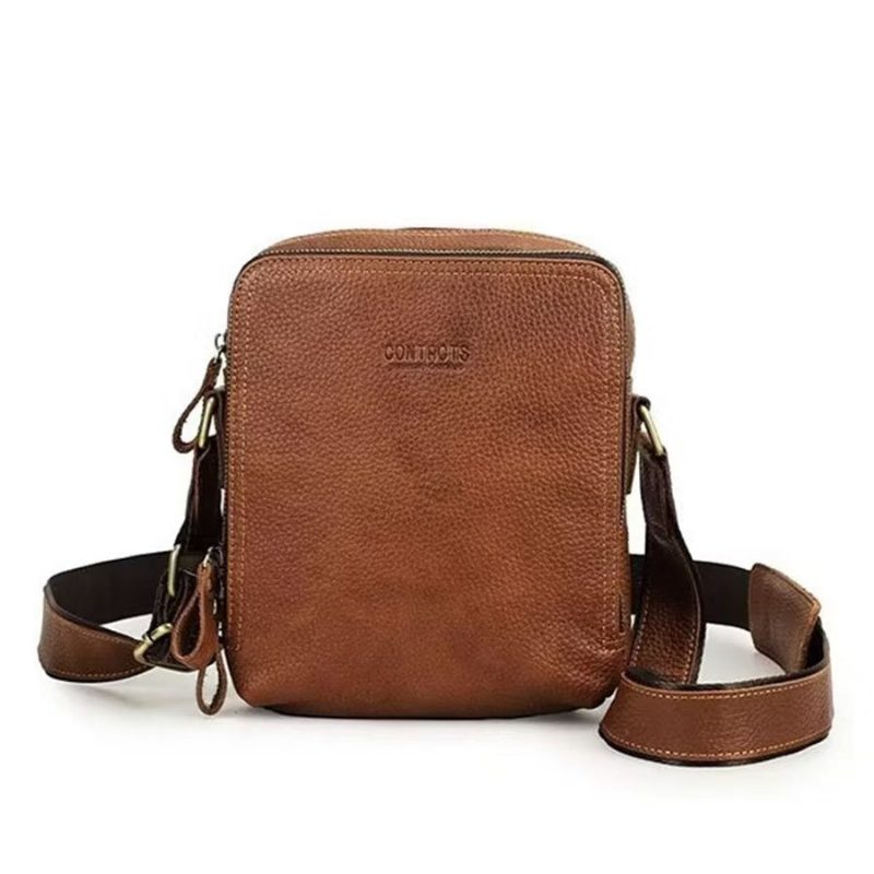 Axelväskor För Män Elegant Crazy Horse Rugged Crossbody-väska I Läder