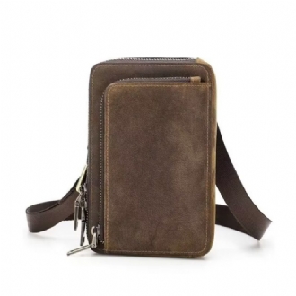 Axelväskor För Män Elegant Crazy Horse Vintage Crossbody-väska I Läder