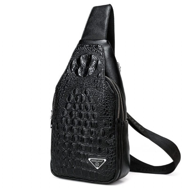 Axelväskor För Män Exotisk Croc-print Single Strap Sling Ryggsäck - Svart