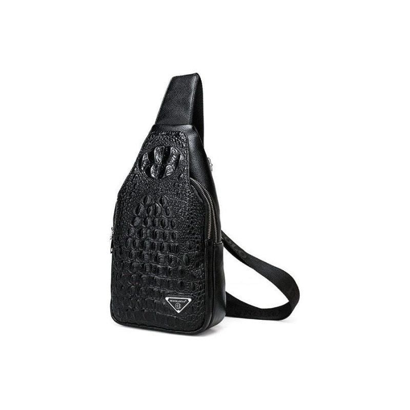 Axelväskor För Män Exotisk Croc-print Single Strap Sling Ryggsäck - Svart