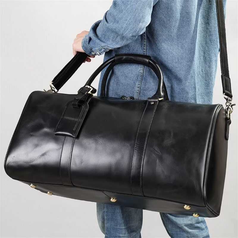 Axelväskor För Män Lyxig Leathercraft Casual Tote - Svart