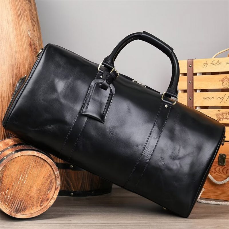 Axelväskor För Män Lyxig Leathercraft Casual Tote - Svart