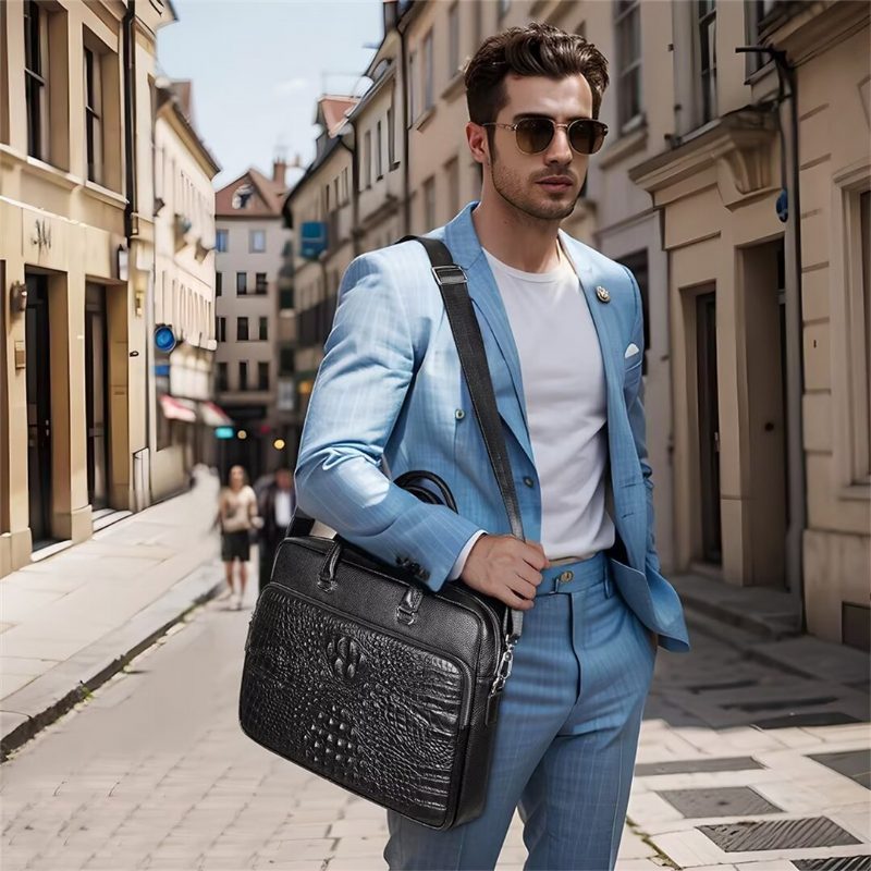 Axelväskor För Män Pinnacle Prestige Alligator Tote - Svart