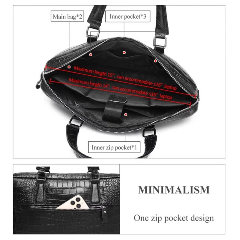 Axelväskor För Män Vanguard Leather Square Tote - Svart