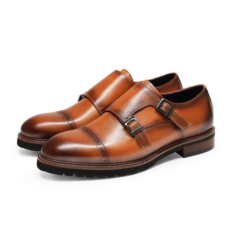 Formell Skor För Män Buckluxe Exotic Brogue Strap Fritidsskor - Kaffe