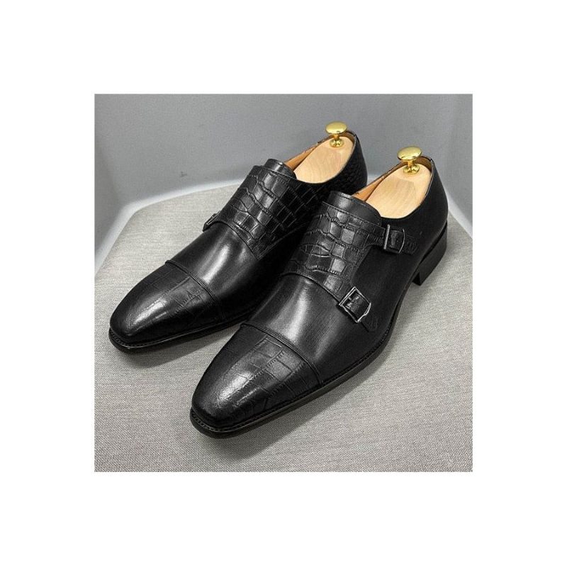 Formell Skor För Män Elegant Crocblend Monk Strap Klänning - Svart