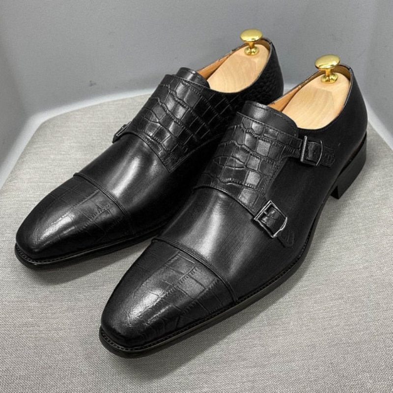 Formell Skor För Män Elegant Crocblend Monk Strap Klänning - Svart