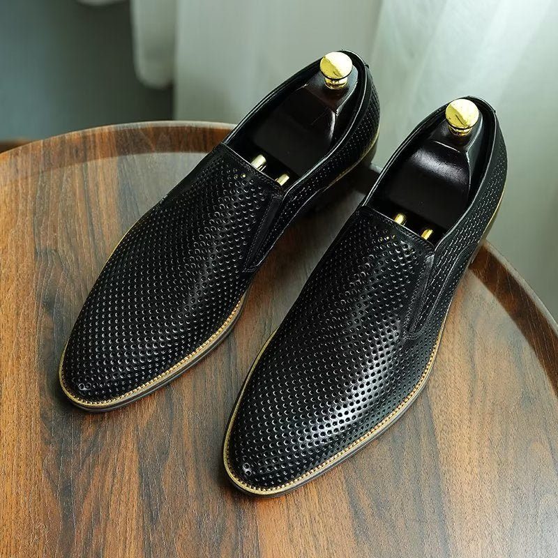 Formell Skor För Män Elegant Läder Brogue Style Bröllop Slip-ons - Svart