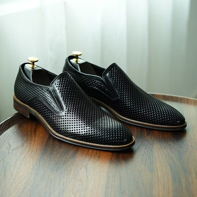 Formell Skor För Män Elegant Läder Brogue Style Bröllop Slip-ons - Svart