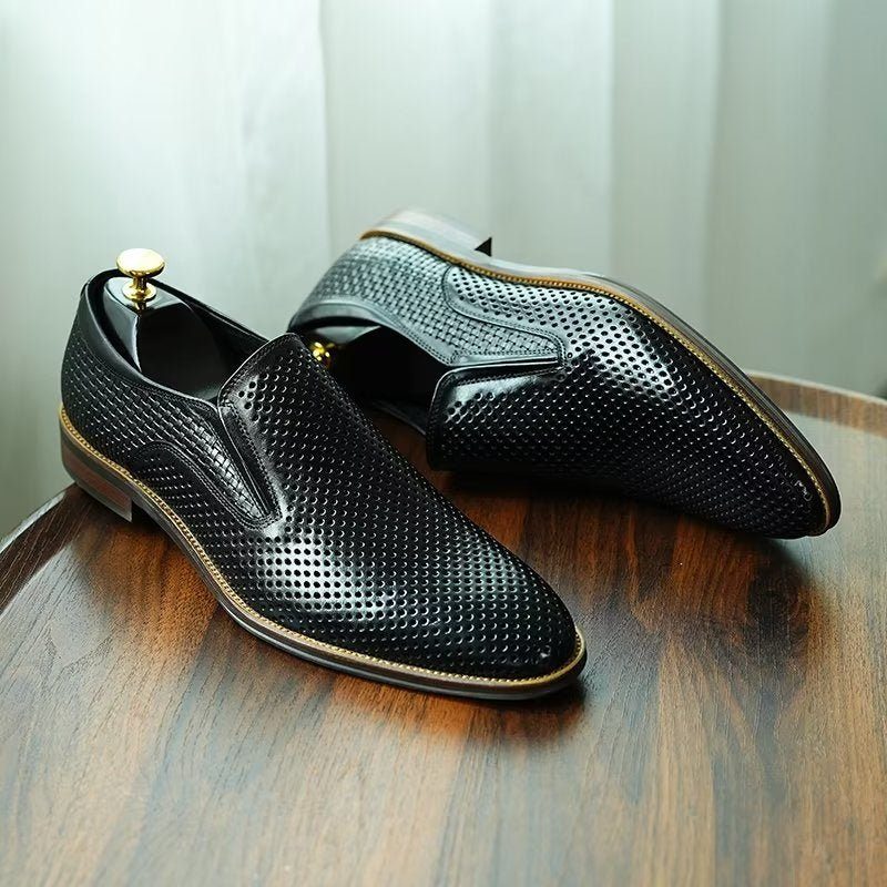 Formell Skor För Män Elegant Läder Brogue Style Bröllop Slip-ons - Svart