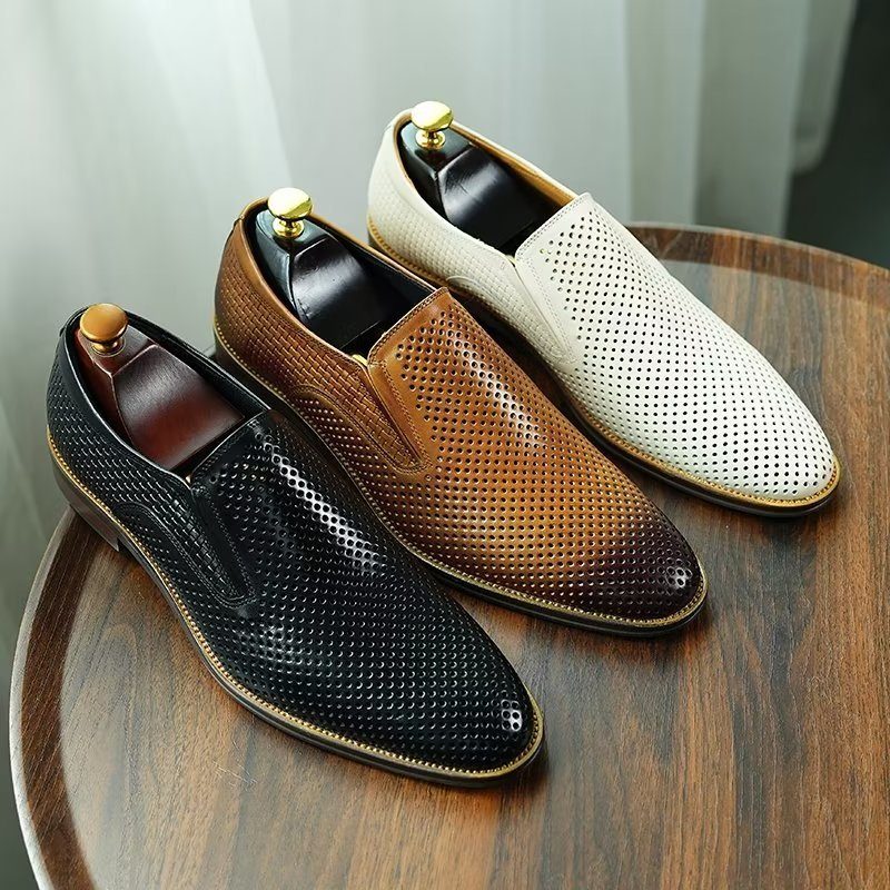 Formell Skor För Män Elegant Läder Brogue Style Bröllop Slip-ons - Svart