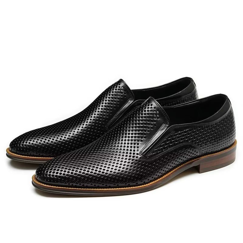 Formell Skor För Män Elegant Läder Brogue Style Bröllop Slip-ons - Svart