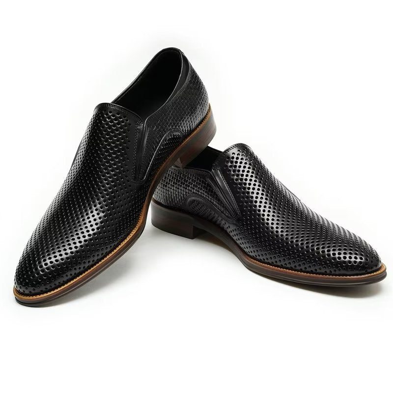 Formell Skor För Män Elegant Läder Brogue Style Bröllop Slip-ons - Svart