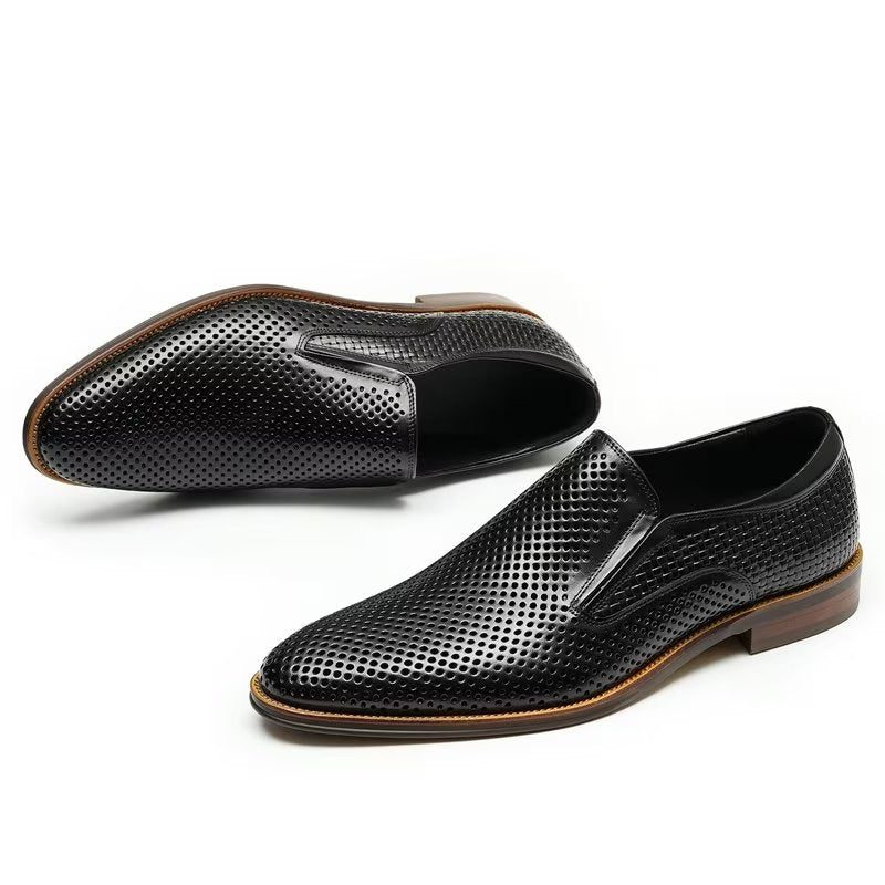 Formell Skor För Män Elegant Läder Brogue Style Bröllop Slip-ons - Svart