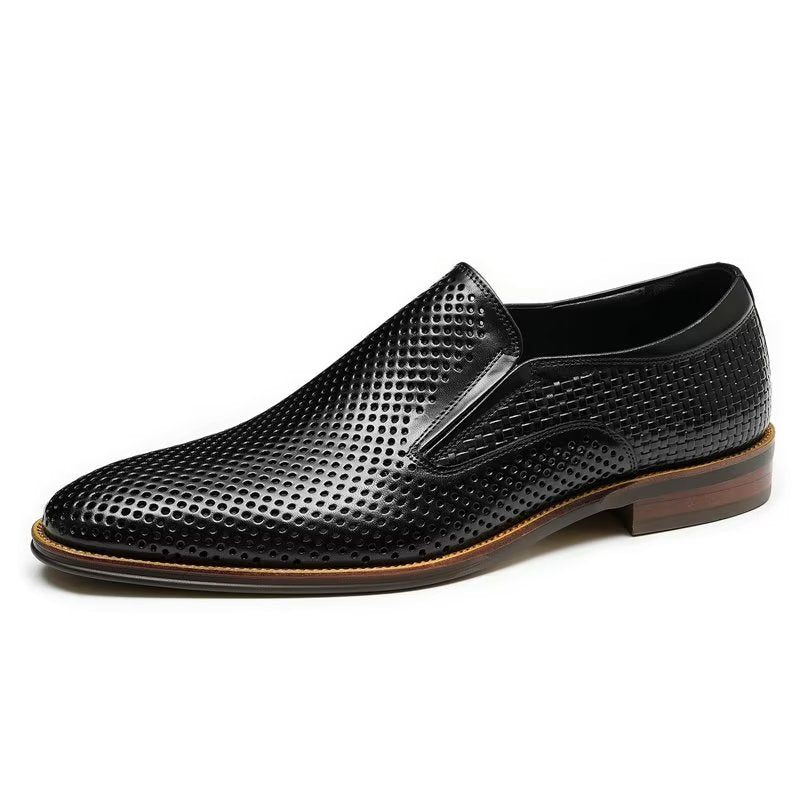 Formell Skor För Män Elegant Läder Brogue Style Bröllop Slip-ons - Svart