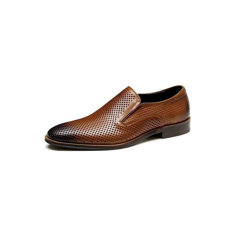 Formell Skor För Män Elegant Läder Brogue Style Bröllop Slip-ons - Brun