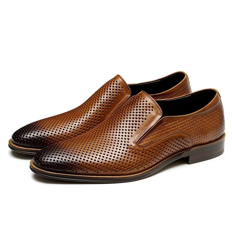 Formell Skor För Män Elegant Läder Brogue Style Bröllop Slip-ons - Brun