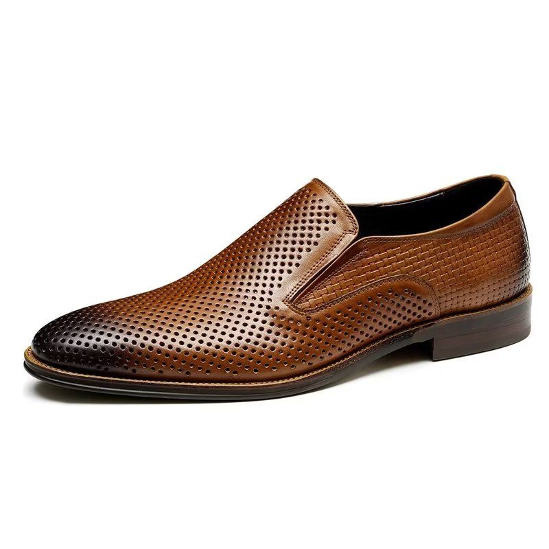 Formell Skor För Män Elegant Läder Brogue Style Bröllop Slip-ons - Brun