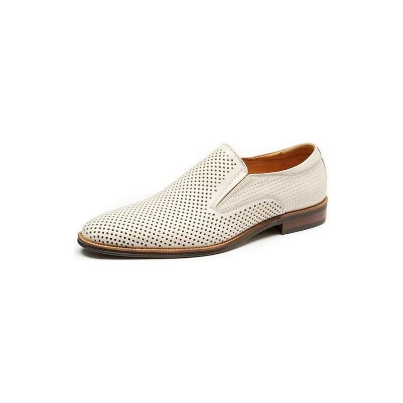 Formell Skor För Män Elegant Läder Brogue Style Bröllop Slip-ons - Vit