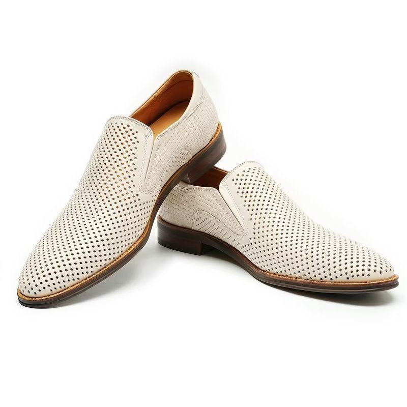 Formell Skor För Män Elegant Läder Brogue Style Bröllop Slip-ons - Vit