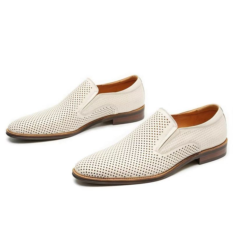 Formell Skor För Män Elegant Läder Brogue Style Bröllop Slip-ons - Vit