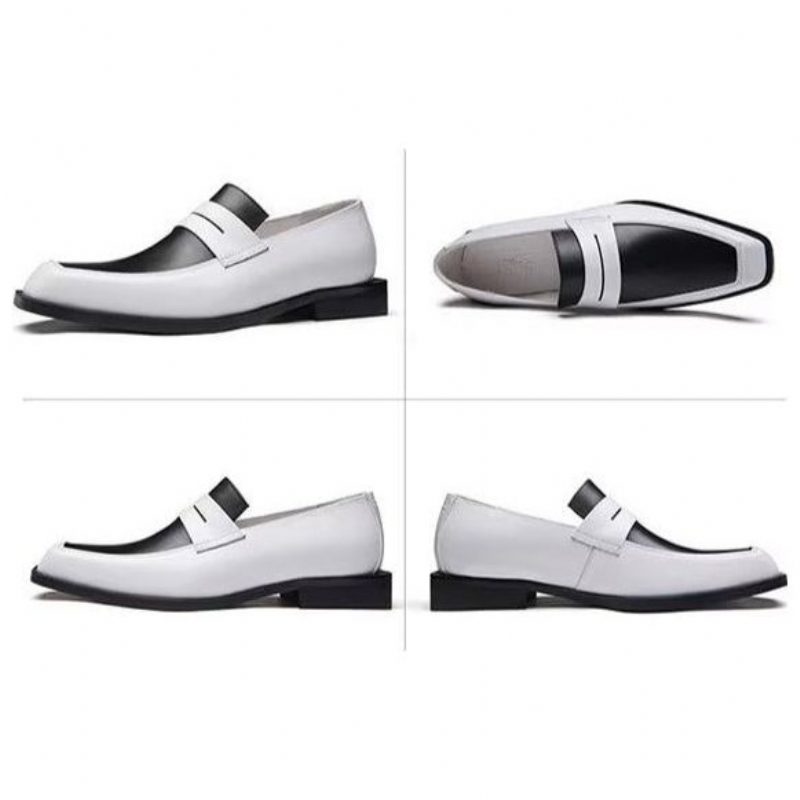 Formell Skor För Män Elegant Läder Fyrkantig Tå Slip-on Klänning - Vit