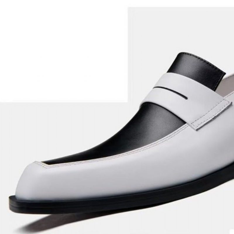 Formell Skor För Män Elegant Läder Fyrkantig Tå Slip-on Klänning - Vit