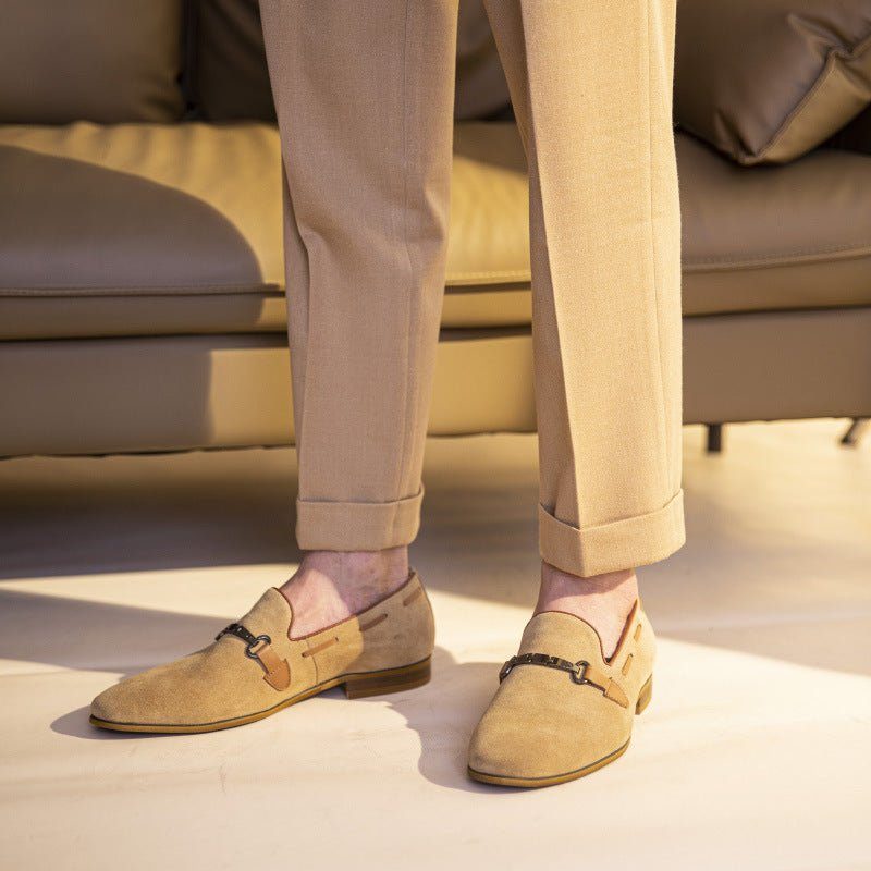 Formell Skor För Män Elegant Läder Slip-on Business Loafers - Beige