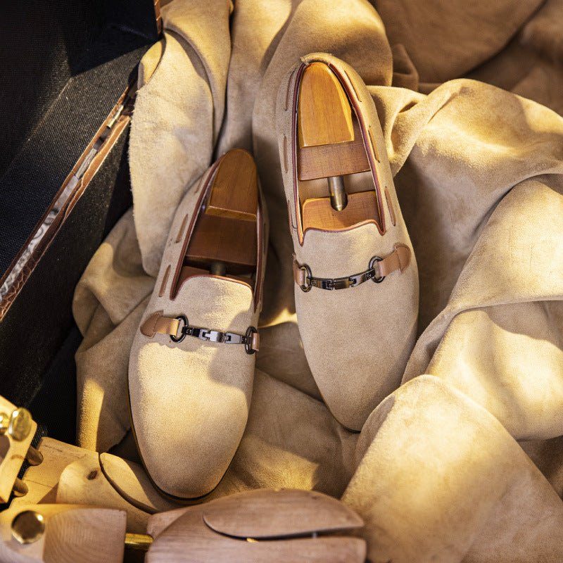 Formell Skor För Män Elegant Läder Slip-on Business Loafers - Beige