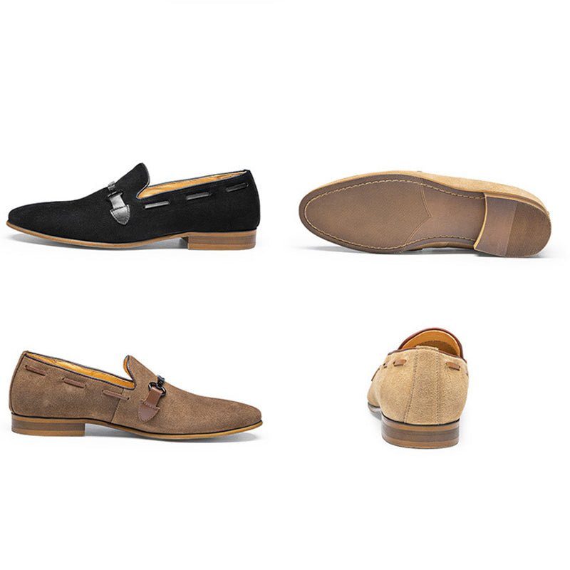 Formell Skor För Män Elegant Läder Slip-on Business Loafers - Beige