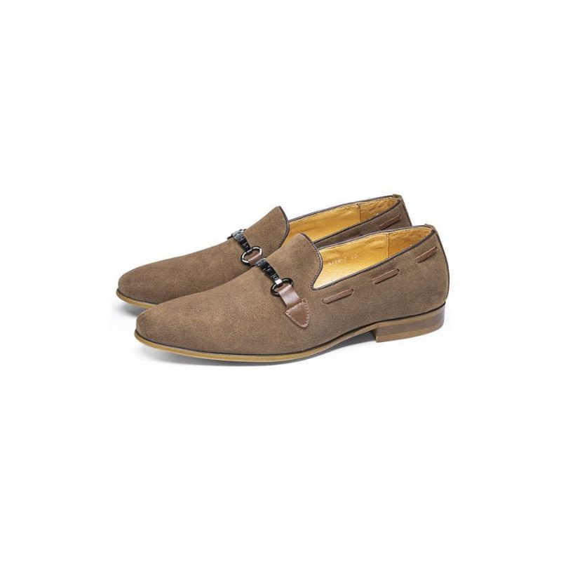 Formell Skor För Män Elegant Läder Slip-on Business Loafers - Khaki