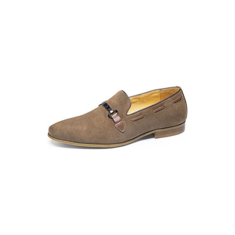 Formell Skor För Män Elegant Läder Slip-on Business Loafers - Khaki