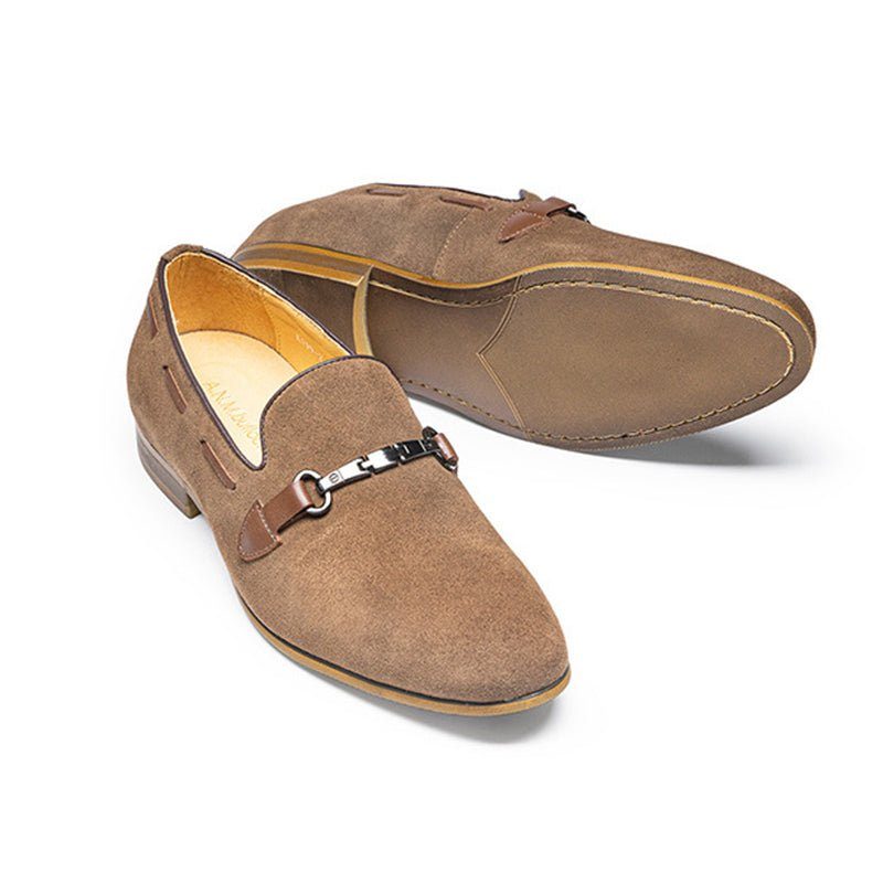 Formell Skor För Män Elegant Läder Slip-on Business Loafers - Khaki