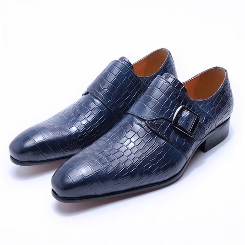 Formell Skor För Män Eleganta Lyxiga Croc Monkstrap Dress - Blå