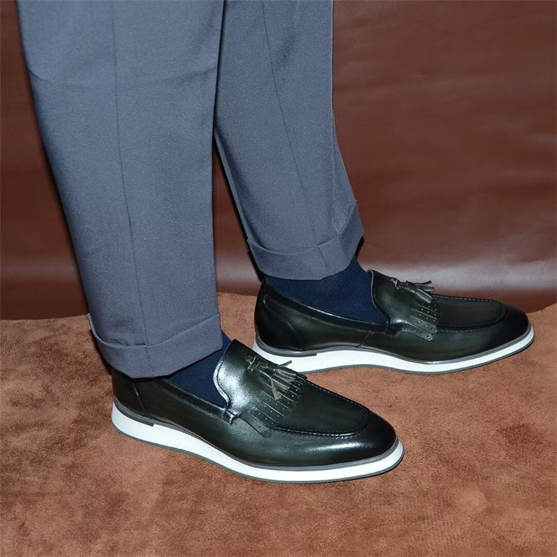 Formell Skor För Män Eleganta Slip-on Cow Leather Klänning - Mörkgrön