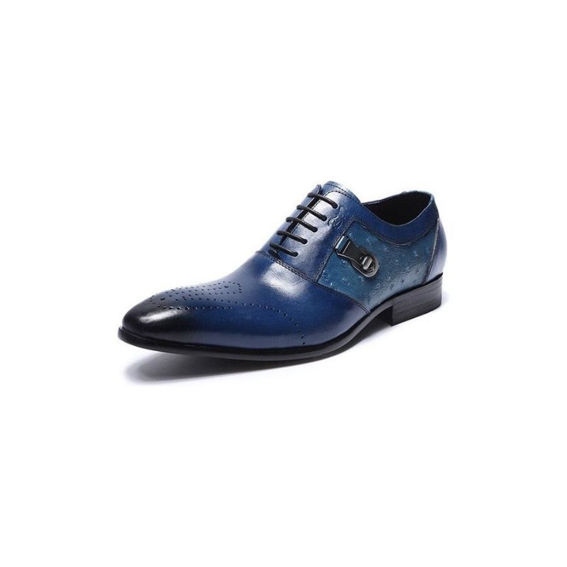 Formell Skor För Män Exotiska Snörskor Oxford Brogue Casual - Blå