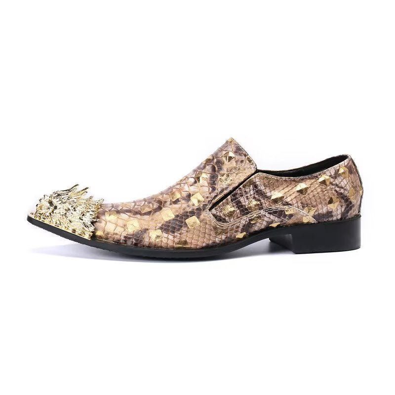 Formell Skor För Män Krokodilläder Elegance Slip-on Dress - Guld