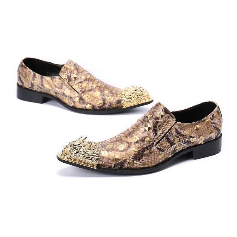 Formell Skor För Män Krokodilläder Elegance Slip-on Dress - Guld