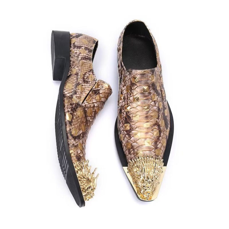 Formell Skor För Män Krokodilläder Elegance Slip-on Dress - Guld