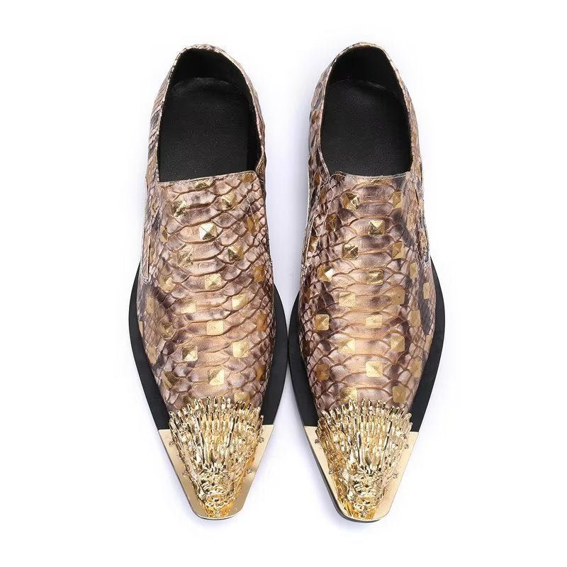 Formell Skor För Män Krokodilläder Elegance Slip-on Dress - Guld