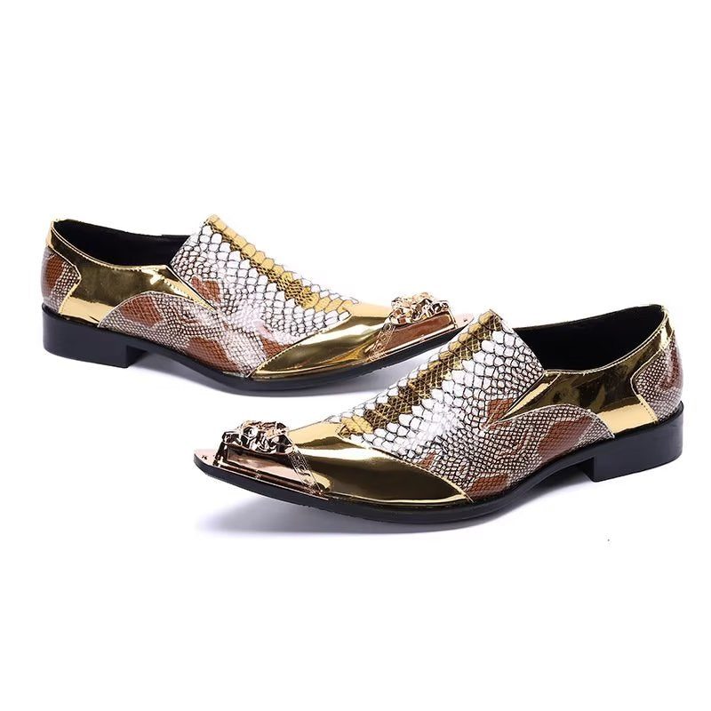 Formell Skor För Män Lyxiga Croctex Slip-on Dress - Guld