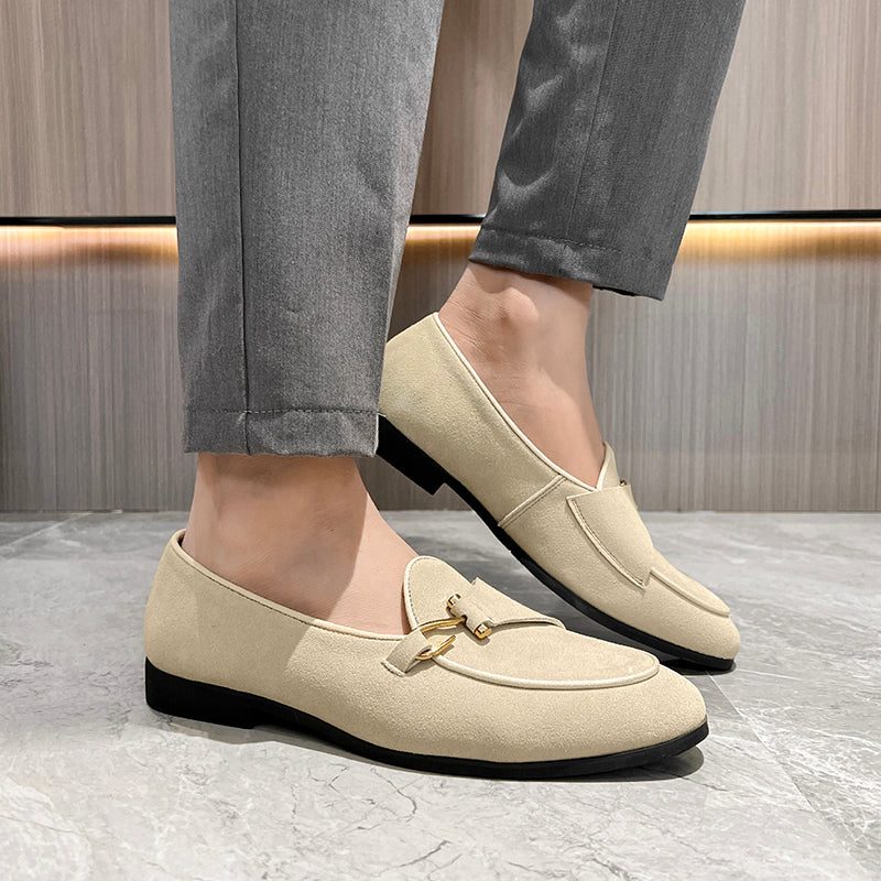 Formell Skor För Män Moderiktig Brogue Style Slip-on Klänning - Beige