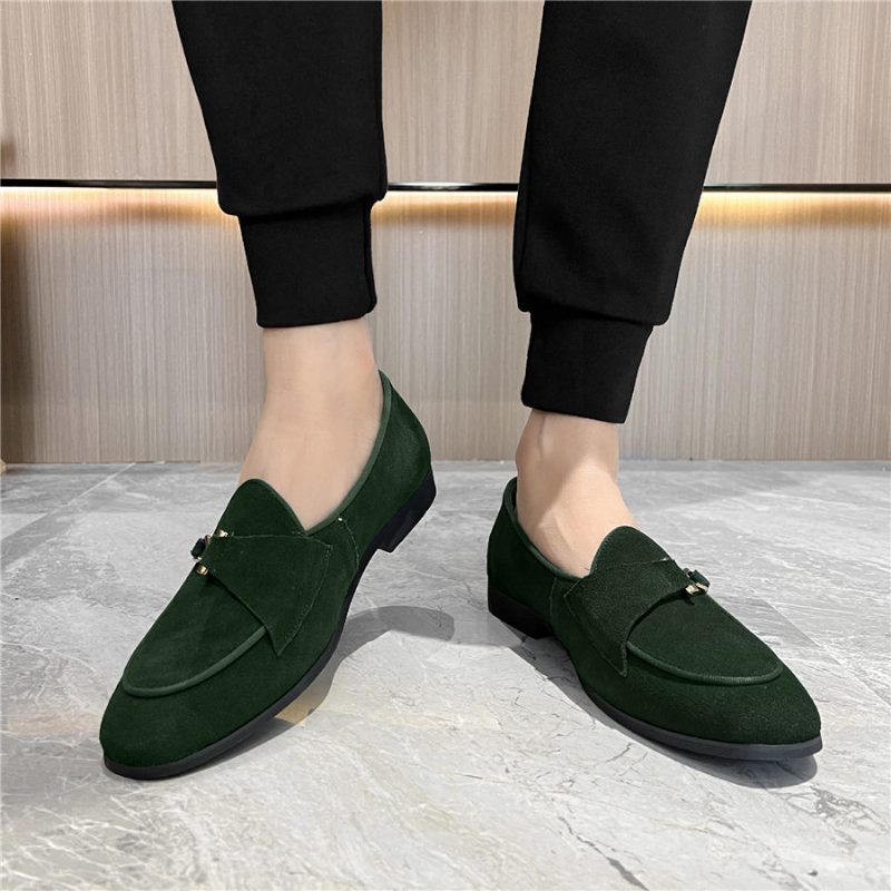 Formell Skor För Män Moderiktig Brogue Style Slip-on Klänning - Grön