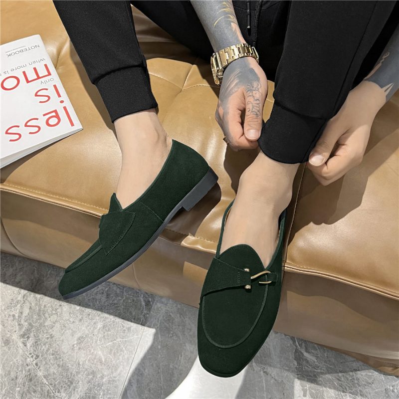 Formell Skor För Män Moderiktig Brogue Style Slip-on Klänning - Grön