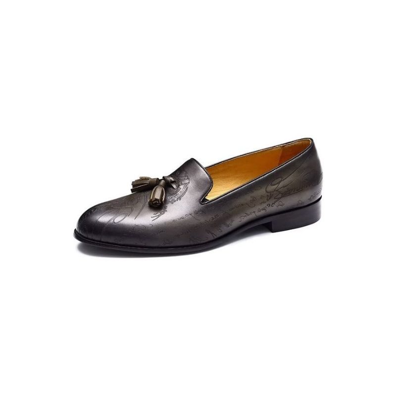 Formell Skor För Män Påkostade Läder Slip On Brogue Dress - Grå